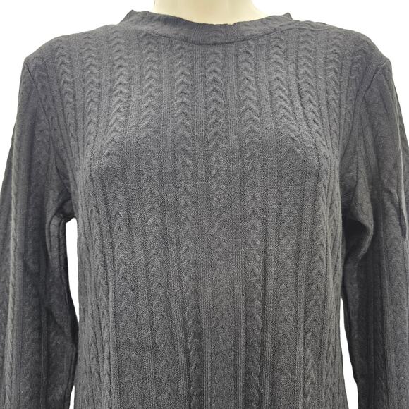 Band Of The Free Womans size L Black Long Sleeve Rib Knit Midi Sweater Dress NEW - Picture 2 of 8